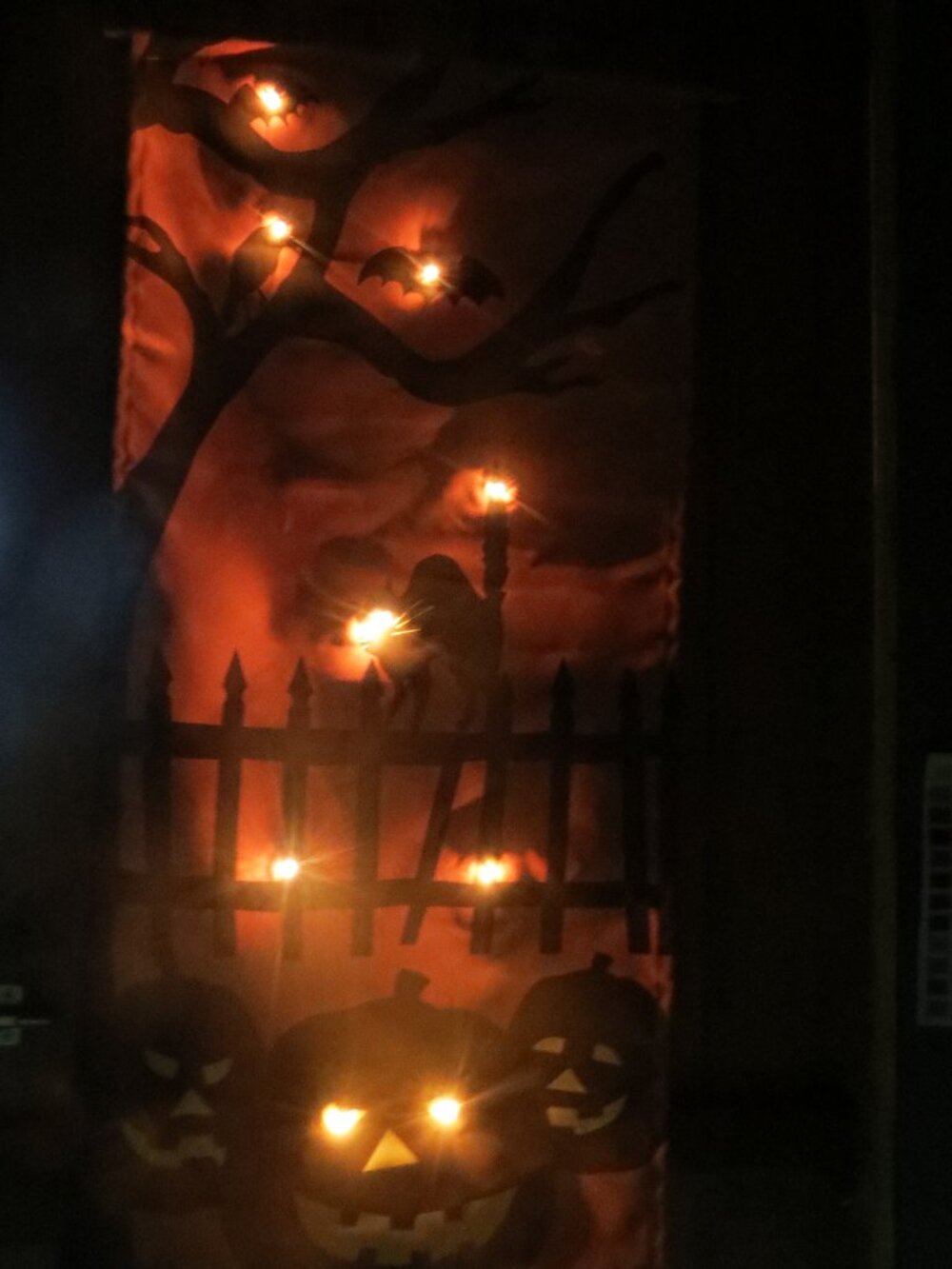 Vintage Halloween Wall Door Hanger Cat Pumpkin Scene 30" H x 14"W